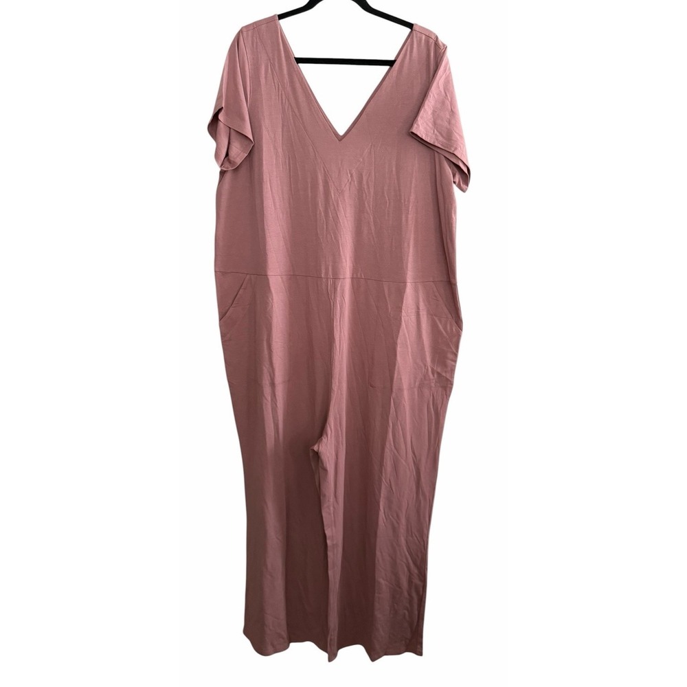 Universal Standard Pima Cotton Modal V-Neck Jumpsuit Pink Size Small‎ (14-16)